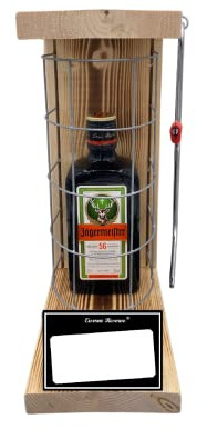 Jägermeister Geschenkee mit eigenem Text Geschenkidee Eiserne Reserve Gitterkäfig Text s/w Neutral zum SELBST BESCHRIFTEN Kräuter Likör (1 x 0.35 l)