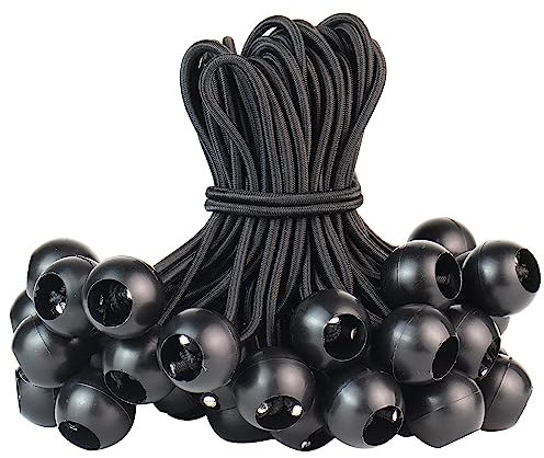 Spanngummis mit Kugel Planenspanner Gummispanner Zeltgummis - 50 Stück Zeltgummi Planengummi Befestigung Expanderschlingen mit Kunststoff-Kugel, Schwarz Zeltspanner für Planen Zelt Banner (15cm 50stk)