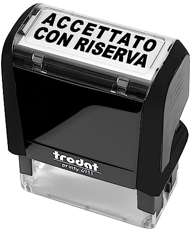 Trodat Printy Office Timbro Testo ACCETTATO CON RISERVA, Cartuccia Inclusa Inchiostro Indelebile Nero, Ufficio, Logistica, Magazzini, Portinerie, Reception, Attività Commerciali, Studi Professionali