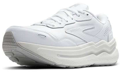 Brooks Women’s Ghost Max Suede/Leather Neutral Running & Walking Shoe - White/White - 8 Medium