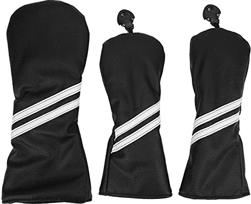 Cubierta para Cabeza de Madera de Golf, Cubiertas para Palos de Golf, Cubiertas para Cabezas de Taco de Rayas, Cubiertas para Cabezas de Palos de Golf, Cubiertas para Cabezas de Barril de Golf,(Negro)