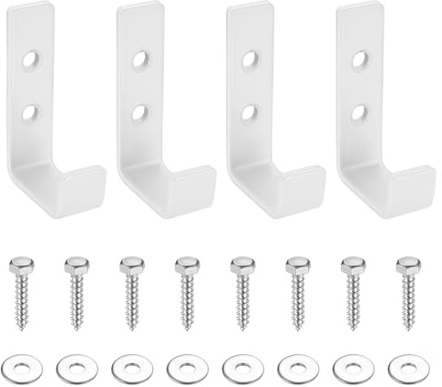 4 Pz Ganci da Parete, Ganci da Muro Robusti, Ganci Muro Ganci da Garage, Gancio Bici Muro, Gancio a J, Supporto Ganci per Garage per Appendere Impieghi Gravosi Utensili Oggetti Ingombranti, Bianco