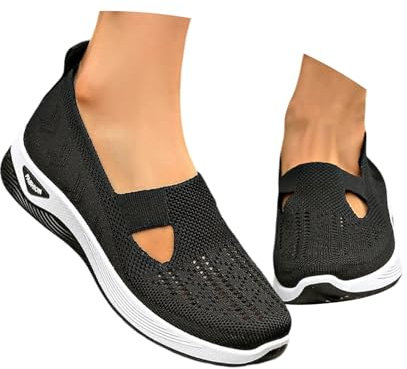 Schuhe Damen schwarz, Chucks Damen rot, Walkingschuhe Leicht Weite H Vermascht Orthopädische Schuhe Sneaker Sommer Atmungsaktiv Krankenschwester Sportschuhe Bequeme Sommerschuhe Turnschuhe