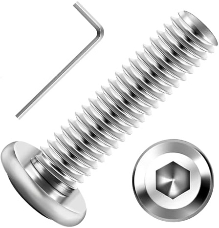 Zuyya 20 stycken platt huvudskruvar M6 x 18 mm, M6-skruvar | Skruvar i rostfritt stål, sexkantsdrift, rostfritt stål A2 V2A, helgängad med insexnyckel