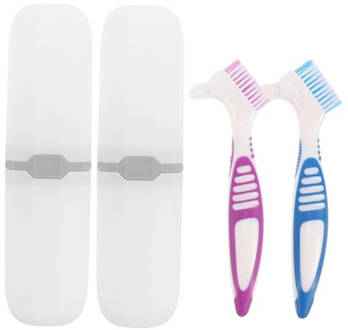 NOLITOY 2 ensembles Boîte de Rangement Brosse à Dents Double Face Portable pour Soins Dentaires Lot avec Étui Voyage Design Compact pour Nettoyage Buccal