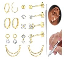 Adramata Helix piercingar kirurgiskt stål örhängen piercing öra för kvinnor, 16G/18G/20G, 8MM/10MM, Rostfritt stål