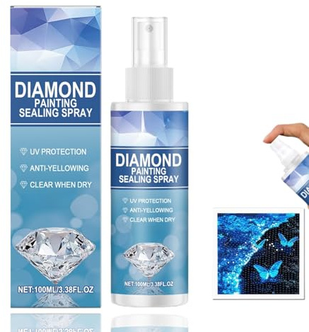 100ml Diamond Art Sealer Spray,Diamond Painting Sealer,Permanent Diamonds Art Glue,Transparent and Traceless,Quick-Drying Sealant to Fix,Shine & Protect Diamonds & Crystal Arts