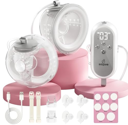 Saglve Tiralatte Elettrico Indossabile Senza Mani, 300mmHg Tira Latte Neonati Portatile con 4 Modalità 12 Livelli, 80g Breast Pump Electric Ricaricabile 21/24mm Flangia per Puericole Lavoro Viaggio