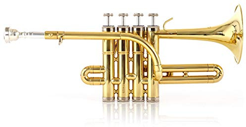 Classic Cantabile Brass PT-196 Trompeta Piccolo en Bb - Construcción Larga - Diámetro: 11,7 mm - Campana: 100 mm - Latón lacado - Incluye Boquilla y Estuche