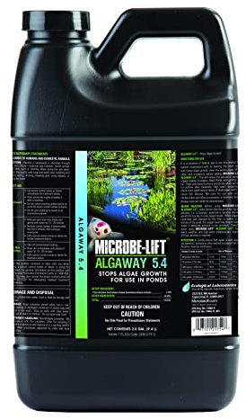 MICROBE-LIFT ALGA2.5 Algaway 5.4 Algae Control Treatment for Ponds and Water Gardens, Safe for Koi Fish, Goldfish, Plants, and Decorations, 2.5 Gallons