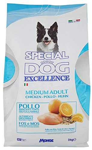Monge Special Dog Alimento Completo per Cani Adulti di Taglia Media con Riso, Semi di Lino e Agrumi, 3kg