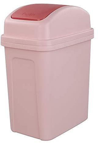Asking 7 L Small Trash Bin with Swing-top Lid, Plastic Garbage Bin, Pink