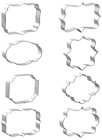 Cookie Cutters, niCWhite 8pcs Cookie Cutters Set Stainless Steel Plaque Frame Pastry Cutters Biscuit Sandwich Cutters Fondant Baking Cutter Molds for DIY Cake Sugarcraft Pastry Bakeware Decoration