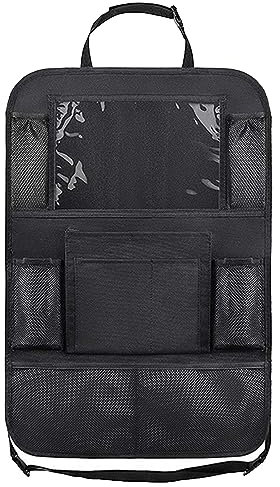 Movstriker Car Seat Organiser Car Organiser Back Seat for Kids Car Seat Storage with Touch Tablet Holder Car Back Seat Protector for Kids Pockets Snacks Drinks Toys Food Storage