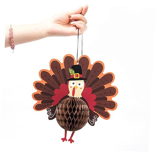 Alipis 2 Pz palla a nido d'ape da festa arredamento fuori porta spirale adornare decorazione appesa a sfera a nido d'ape Decorazione della festa Fogliame tacchino pendente decorare
