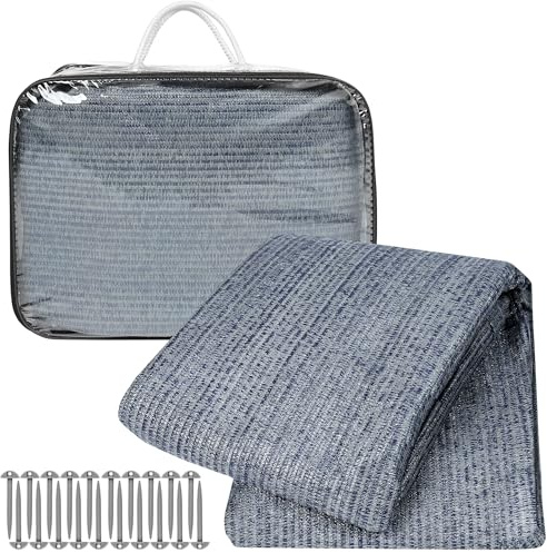 PEILU Tappeto Pieghevole da Campeggio 250 x 400cm Traspirante Stuoia da Tenda in 240g/m² HDPE con Chiodi, Fori e Borsa per Il Trasporto Antiscivolo Telo Pavimento per Campeggio, Picnic, Spiaggia