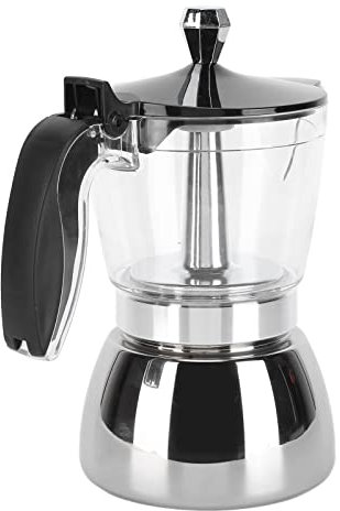 TIKATARER Pot, Mocha Pots 4 Cup Stainless Steel Pot with Thickened and Widened Handle for American Coffee, Macchiato and Mocha