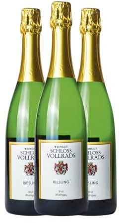 Schloss Vollrads Sekt Riesling Brut Rheingau 75 cl Weißer Sekt (Karton mit 3 Flaschen von 75 cl)