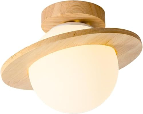 LONGDUOU Nordic Creative Massivt trä Liten taklampa, E26 Ljuskälla Halvinbäddade ljuskronor, korridor och foajé Taklampa i glas, for kontorstrappor i sovrummet Dekorativ taklampa for hotell