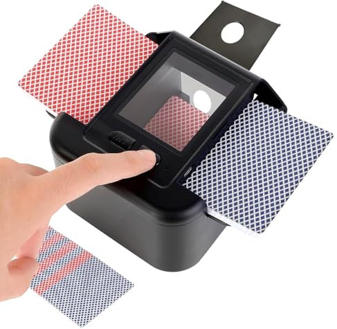 ZHENNBY Kartenmischmaschine Elektrische Kartenmischer für 2 Kartensätze Mischmaschine Karten Mischgerät Geräuscharmer Wiederaufladbarer Card Shuffler für Uno, Blackjack, Poker zubehör, Texas - Schwarz
