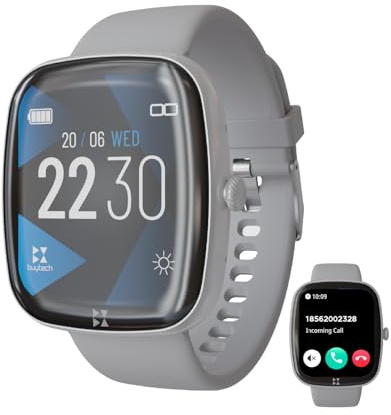 TECHMADE Smartwatch Buytech Gamma för män, 1,83 tum display, digital klocka med Bluetooth-samtal, 80 sportlägen, hjärtfrekvensövervakning SPO2 och sömn. iOS och Android (grå)