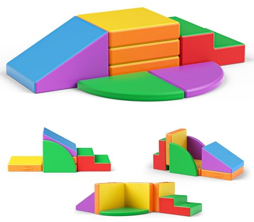 STYPLZ Set di 9 blocchi di schiuma per bambini, set di lucchetti giganti, multicolore (5 pezzi, filo perlato, colore PU)