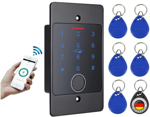 MATHFEL Smart Lock Zugangssystem mit Fingerabdruck & RFID – Elektronisches Türschloss für Haustür, IP66, Code & Transponder, Elektrisches Türschloss Außen, Automatisches Smartes Türschloss (Unterputz)