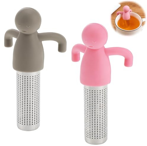 2 Stück Teesieb für Losen Tee - Teesiebe & Teefilter Edelstahl, Kreativer Humanoider Tea Infuser, Wiederverwendbar Teeei für Teekannen/Tassen, Leicht zu Reinigen
