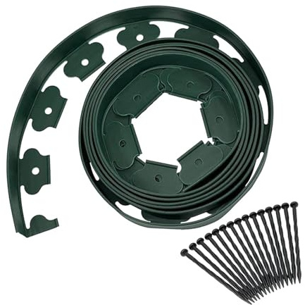 Bordes de jardín 5 m con 15 estacas, Kit césped Flexible, Borde paisajístico for parterres para Parterres(Green)