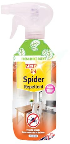Zero in Spider Repellent Spray 500ml - Ready to Use Spider Repellent Indoor for Home Use Pest Control to Types of Spiders - Fresh Mint Scent Lasts up to 3 Weeks