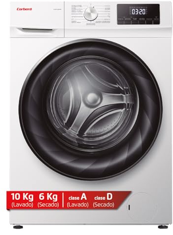 Corberó - Lavadora Secadora Carga Frontal | CLSH1066VIN | 10 kg / 6 kg | 1400 rpm | Motor Inverter | 15 Programas | Lavado Jet y Función Vapor | Función Antialérgico| Programa rápido | Blanco