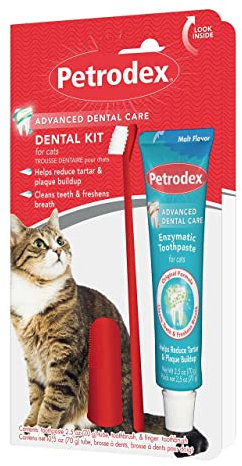 Petrodex Dental Kit for Cats, Malt Flavor Toothpaste, 2.5 Oz