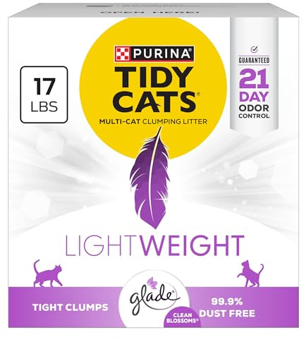 Purina Tidy Cats LightWeight With Glade Clean Blossoms Multi-Cat, Clumping, Low Dust, Scented Cat litter - 17 lb. Box