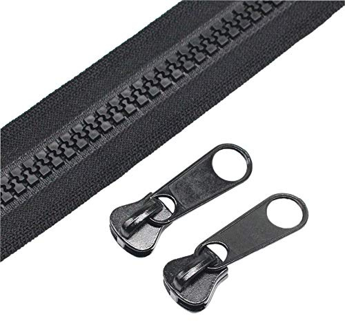 ByaHoGa 9 m dragkedja oändlig svart #10 stor oändlig dragkedja dragkedja plast + 10 icke-lock-blixtlås (#10 9 meter)