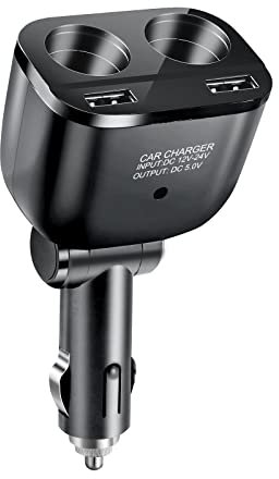 Caricabatteria da auto, adattatore per accendisigari da 112/24 V, splitter con doppia porta USB