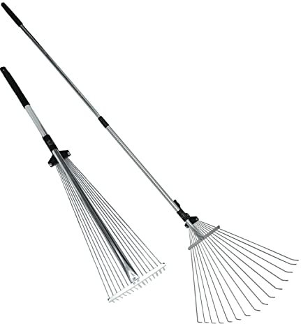Telescopic Rake Garden Grass Leaf Rake 115cm Extendable Metal Hand Garden Tools
