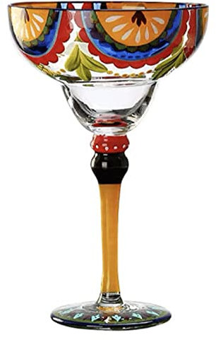 BYYLECL Vaso de margarita pintado colorido de 270 ml, copa de cóctel pintada a mano, copa de champán para cumpleaños, boda, rebanada de frutas