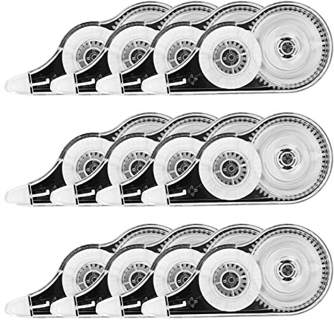 Yoosso 12er Korrekturbänder Set, 12m x 5 mm Korrekturroller Korrekturmaus Mini mit Schutzkappe&Fenster Korrigieren Roller für Kinder Schüler Büro Zuhause Schule (Schwarz)