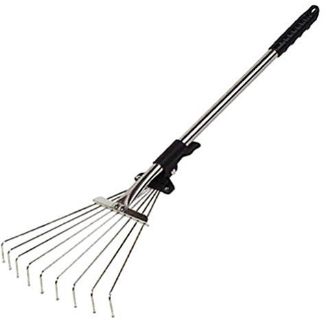 Rastrillo de Hojas de Jardín, Rastrillo de Arbustos Telescópico de Aleación de Aluminio con Mango Ajustable Rastrillo de Limpieza de Hojas de Césped de Cabeza Expandible para (Colores Variados)