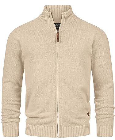 Indicode Hommes INLut Cardigan | Gilet à col Montant Irish Cream L