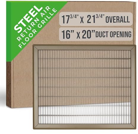 Fits 16x20 and 20x16 Duct Opening | Return Air Floor Grille by Handua | Walkable Vent Cover Grill for Floor | Brown | Heavy Duty Fixed Blades | Outer Dimensions: 17.75W X 21.75H
