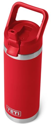 YETI Rambler C Straw Bottle, Stainless Steel Vacuum Insulated Bottle with Straw Cap, Rescue Red, 18 oz (532 ml)