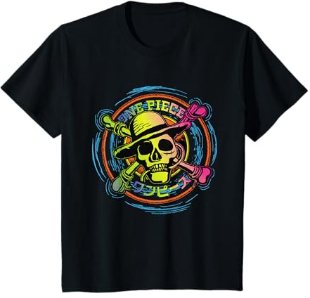 Niños Sombrero de paja de anime de una pieza con logotipo de los piratas Kanji Kids Camiseta