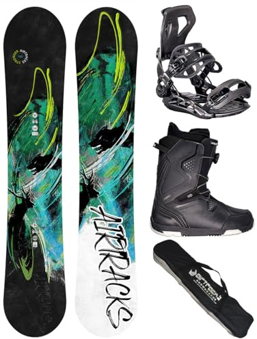 Airtracks Snowboard-Set Herren Snowboard Wide Stronger Freestyle Freeride 163 - Snowboard Bindung Master - Softboots Strong ATOP 45 - SB Bag