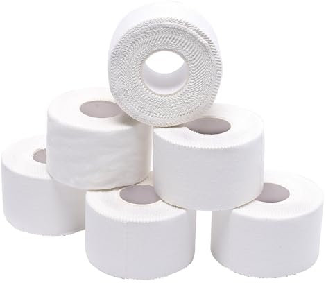 FOGAWA 6 Rollos Cinta Adhesiva Deportiva Blanca 3.8cm x 10m Banda Venda Cinta Bendaje Adhesiva Vendaje Autoadhesivo Deportiva para Proteger los Dedos de los PiesTobillos y Dedos