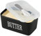 Besmeety Butterdose Keramik, Butterdose Porzellan mit Deckel, Butter Dish, 6.9” x 4”x 3” (schwarz, 650ML)