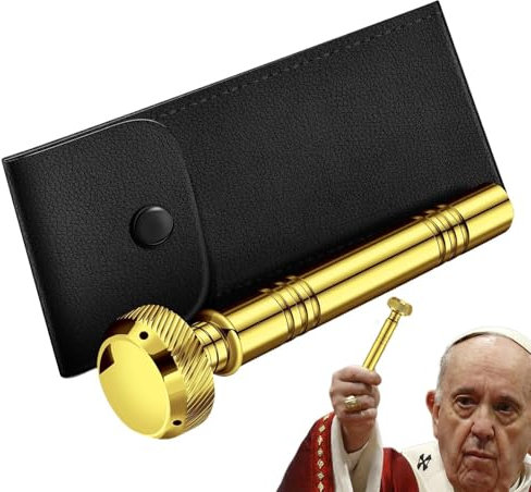 Aspersor de Agua Benditaa de bolsillo cristiano, aspersor de Agua Benditaa de bolsillo con estuche de cuero cruzado,contenedor de Agua Benditaa católica de acero inoxidable para kit de exorcismo de