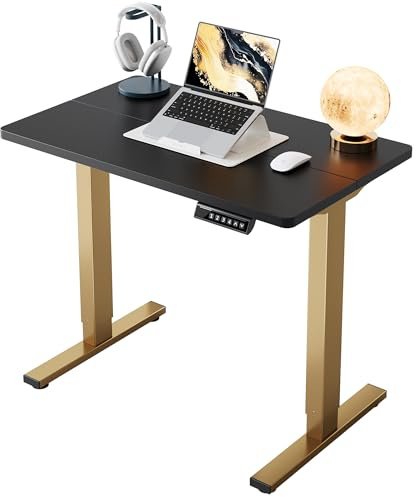 HUANUO 90 x 60 cm Standing Desk with 4 Memory Height Settings, Sit Stand Up Desk for Home Office & Computer Workstation