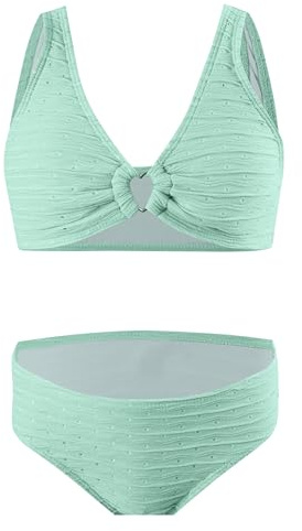 Happy Cherry Ensemble Bikini Fille Côtelé Eté Enfants Maillot de Bain Deux Pièces Mode Bikinis de Plage pour Filles 6-13 Ans