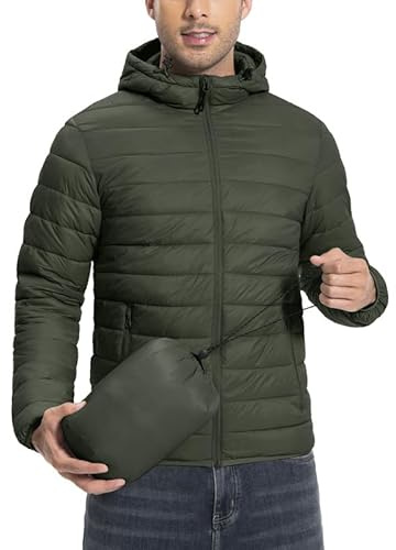 Pioneer Camp Chaqueta acolchada impermeable para hombre, ligera, Ejercito Verde, M